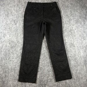 White House Black Market Pants Womens 4 Black Floral Jacquard Dress Slim Ankle